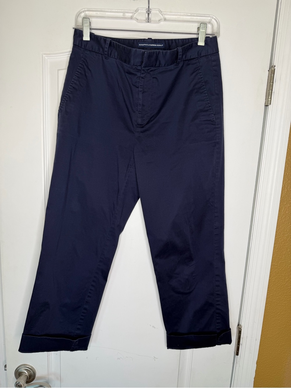 Ralph Lauren Navy Golf Straight Fit Chino Pants With Cuffed Hem Size 6